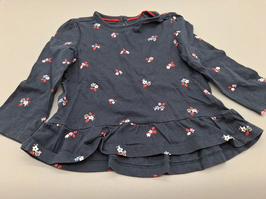 Marineblaues Baby Club Sweatshirt mit Blumenmuster in Größe 80, Vorderansicht