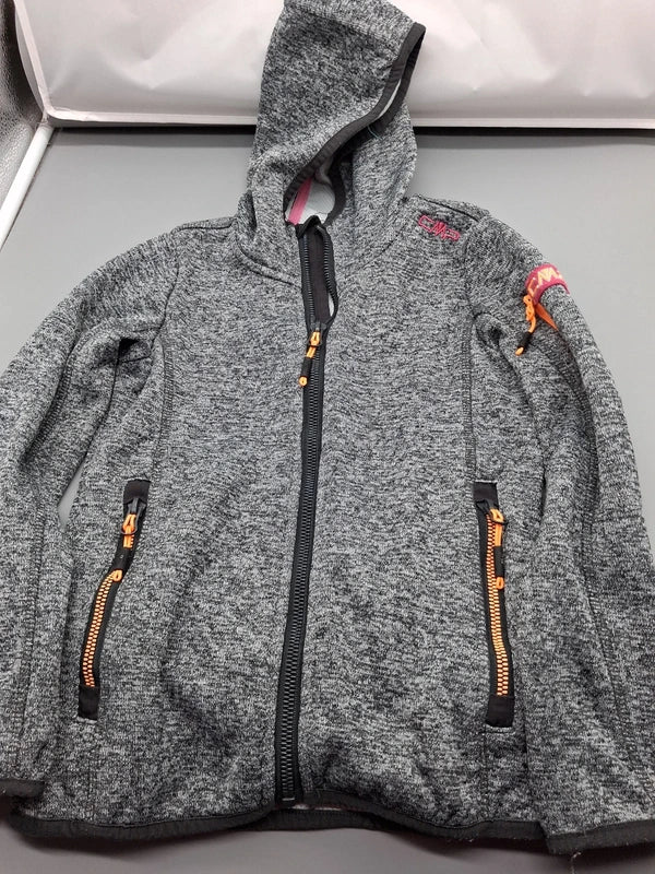 CMP Kinder-Sweatjacke mit Kapuze grau meliert, Größe 128