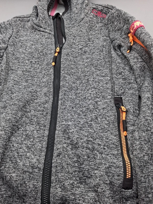 CMP Kinder-Sweatjacke mit Kapuze grau meliert, Größe 128