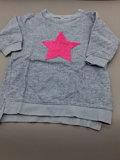 Next Baby-Pullover hellblau meliert mit pinkem Stern, Größe 74