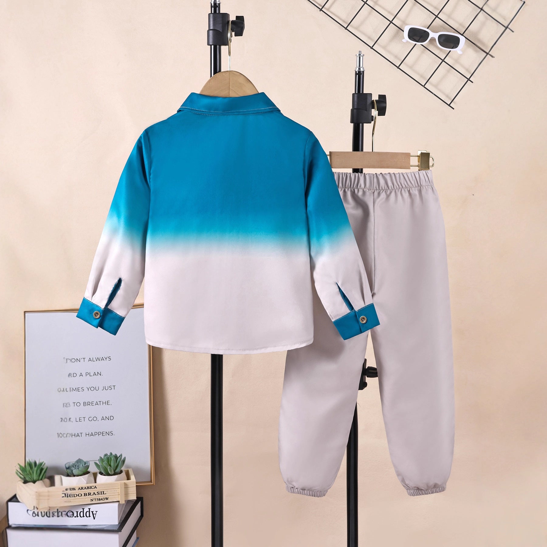 Long Sleeve Shirt with Two-Piece Casual Loose Pants Kids
