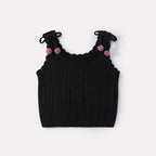 Bow Knit Vest and Mesh Skirt Two-Piece Set for Baby Girls Casual Cool Style