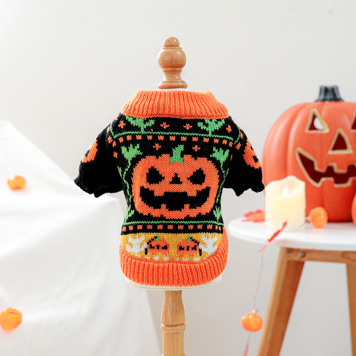 Pet Clothes Autumn Winter Cartoon Pumpkin Design Small Dog Puppy Pumpkin Halloween Sweater