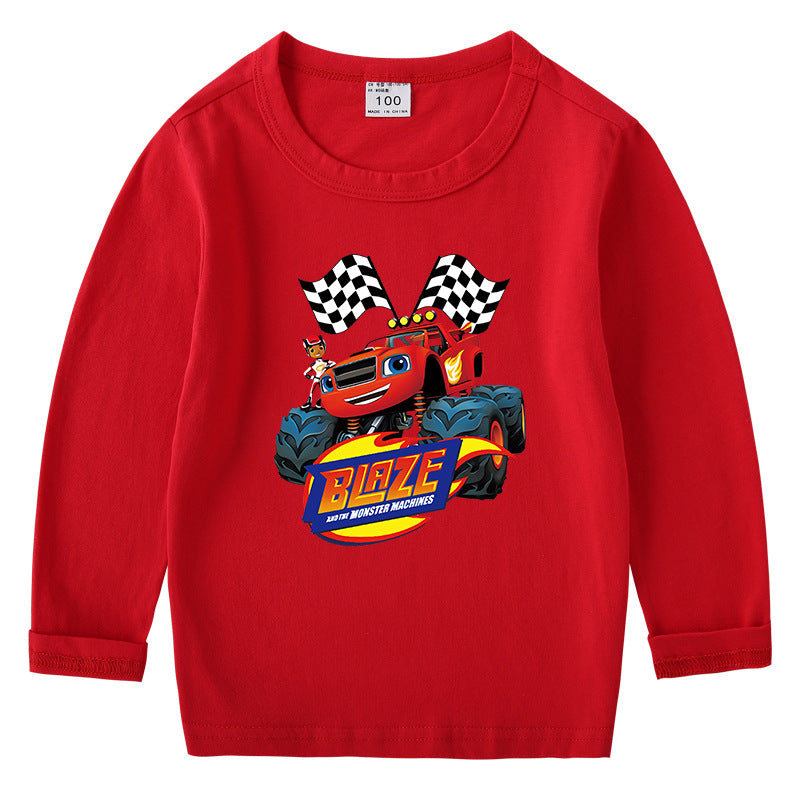 Children's cotton T-shirt with round neck and long sleeved base