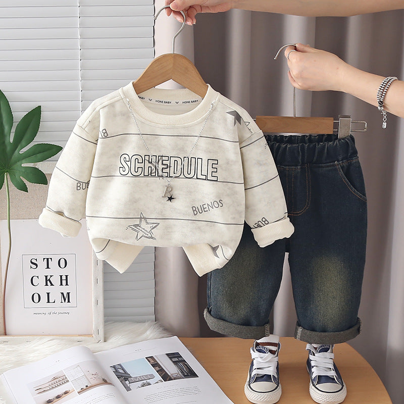 Two piece hoodie pants for baby boys