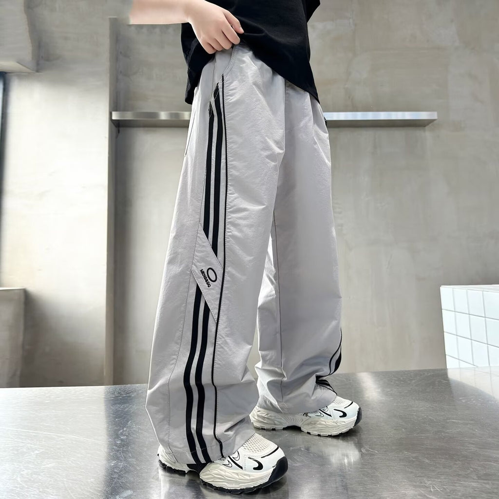 Casual Loose Wide Leg Drawstring Pants for Boys Straight Leg Comfortable Kids Pants
