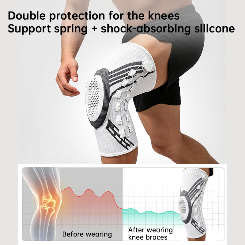 Adjustable Knob Knee Brace with Spring Support, Slim Shin Defender Basketball Knee Pads, Non-Slip Compression Sports Protector