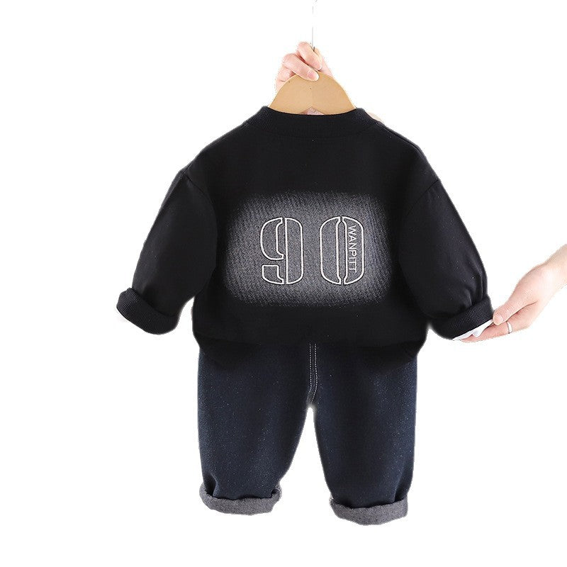 Casual children's coat long sleeved three piece set
