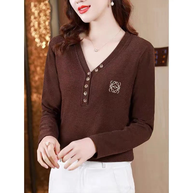 Elegantes Basic-Top für Damen in großen Größen, Samt-Optik, langärmelig, Herbst/Winter