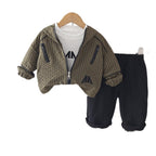 Baby Spring and Autumn hooded sports long sleeved three piece set