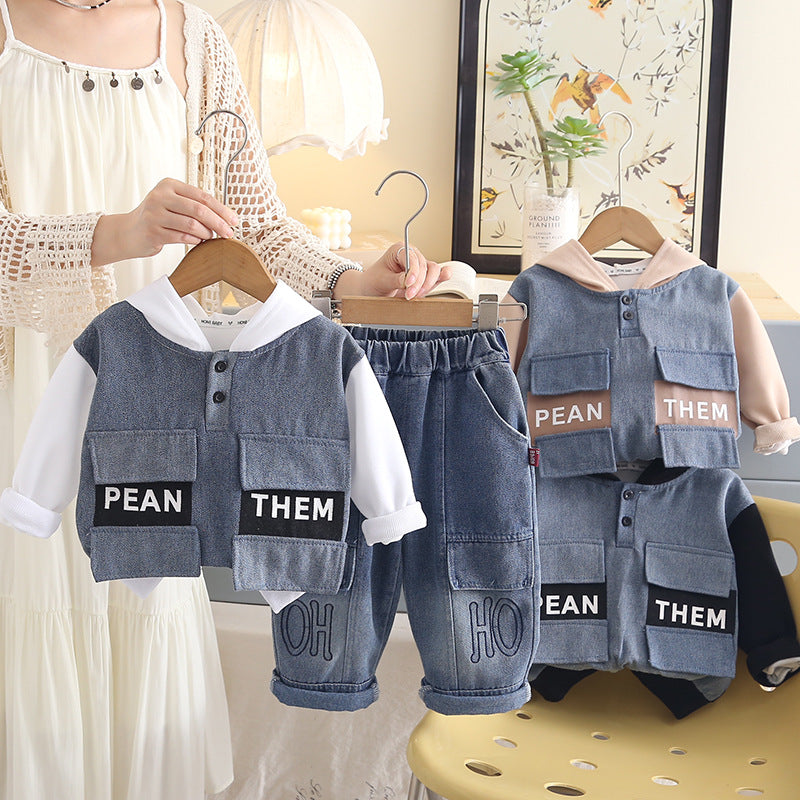 Spring and Autumn Clothing Baby Hoodie Baby Two Piece Set