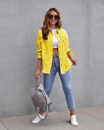 Shirtjacke, Stoffdetail ausgefranst