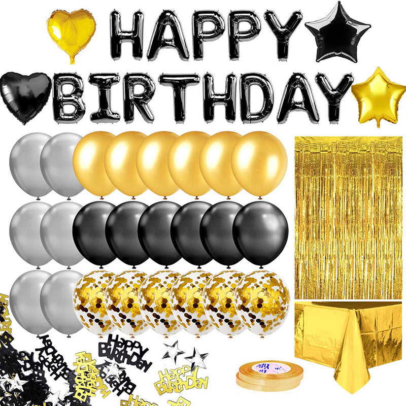 Party-Deko-Set mit Lametta-Tischvorhang und Ballons – Ansicht 3