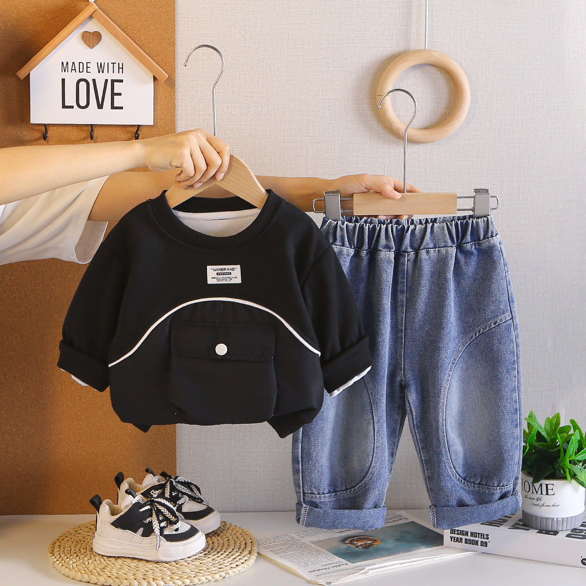 Casual hoodie long sleeved two-piece set for baby autumn clothes
