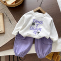 Two piece set of children's casual round neck hoodie for babies