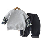 Long sleeved hoodie two-piece set for babies in spring and autumn