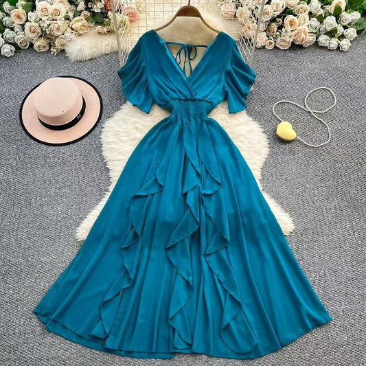 V-Ausschnitt Sommerkleid Damen