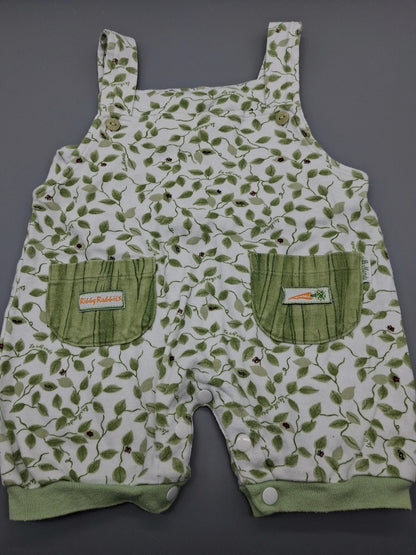Grün-weiße Le Monde Latzhose mit Blättermotiv, Größe 80