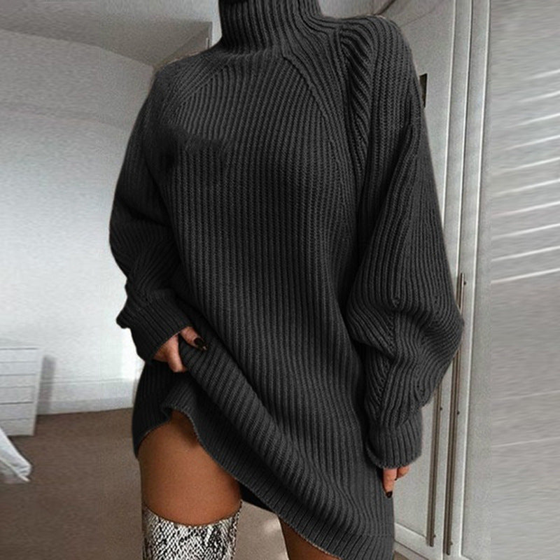 Rollkragen-Strickkleid, verschiedene Farben