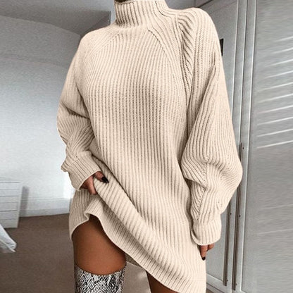 Rollkragen-Strickkleid, Stoffdetail