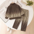 Sporty Outfit for Boys Gradient Letter Print Jacket with Cuffed Pants 2-Piece Set