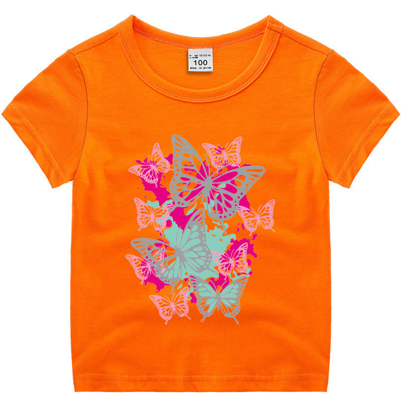 Short sleeved T-shirt girls' pure cotton base shirt