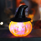 Halloween Pumpkin Lantern Electronic Candle Light Holder Portable Candlestick Night Light Halloween Decoration Prop Atmosphere Decoration