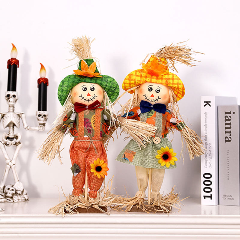 Vogelscheuchen-Deko-Figur mit Kürbis, Halloween & Erntedank