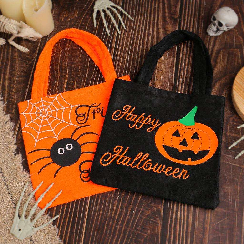 Halloween Pumpkin Tote Bag, Kids' Non-Woven Gift Bag for Halloween, Candy Bag for Children's Parties