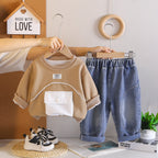 Casual hoodie long sleeved two-piece set for baby autumn clothes