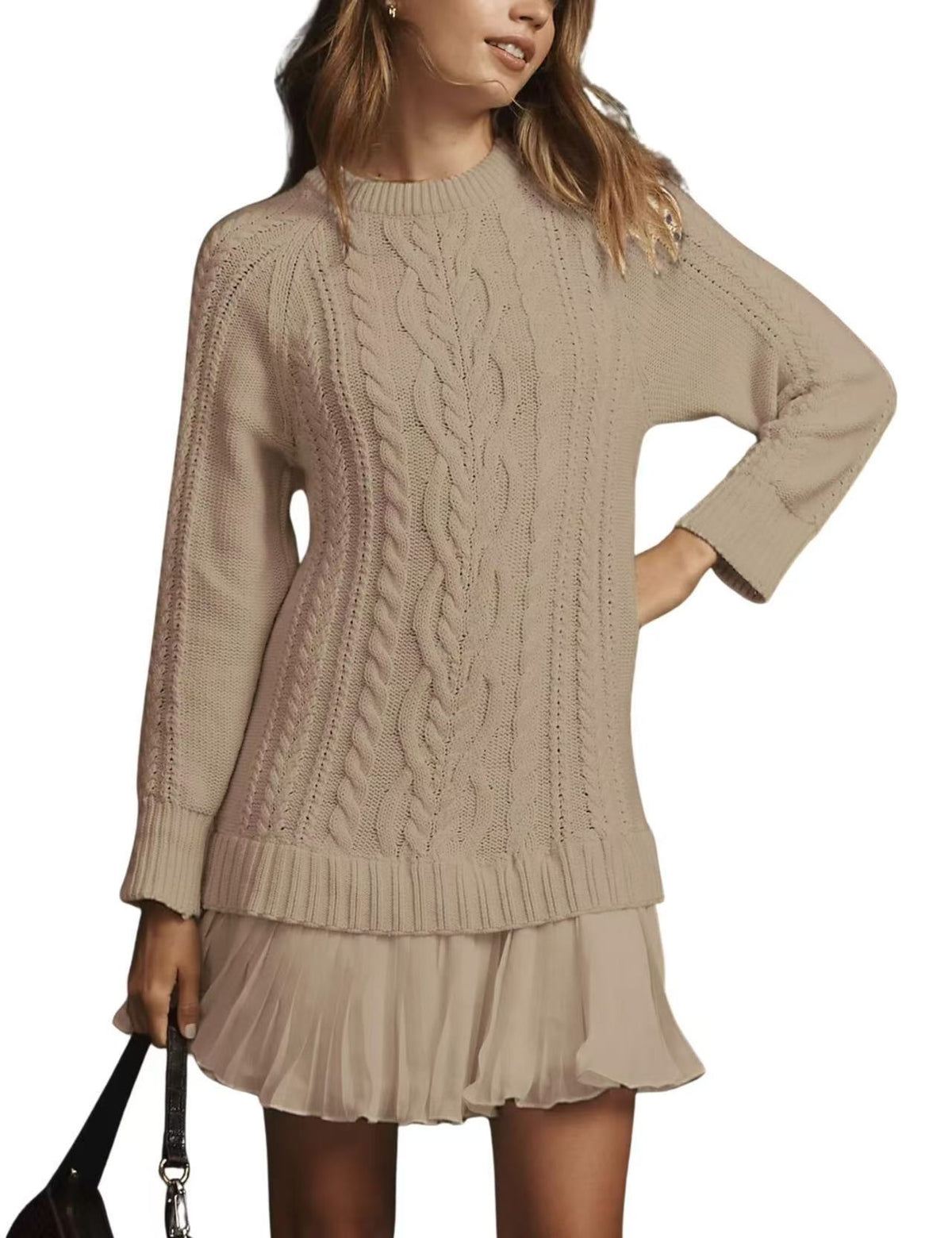 Bequemer Casual-Strickpullover mit Zopfmuster für Damen