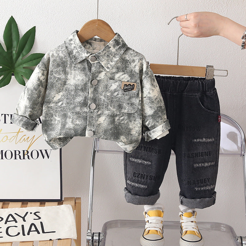 Children's tie dye long sleeved two-piece set for baby spring and autumn