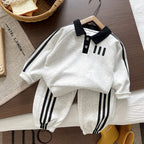 Children's casual polo shirt long sleeved two-piece set