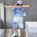 Boy's Set  Short Sleeve Sports Wear Casual Stylish Trendy Look
