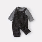 Cute Baby Leopard Print Overalls Set Kids  Bodysuit Bottoms Two-Piece Outfit