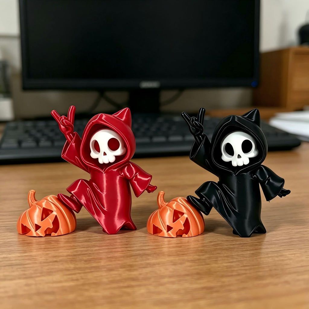 3D Printed Halloween Pumpkin Reaper Flat Car Interior Decoration Hanging Ornament Home Creative Decor Item