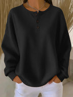 Round neck solid color pullover loose top