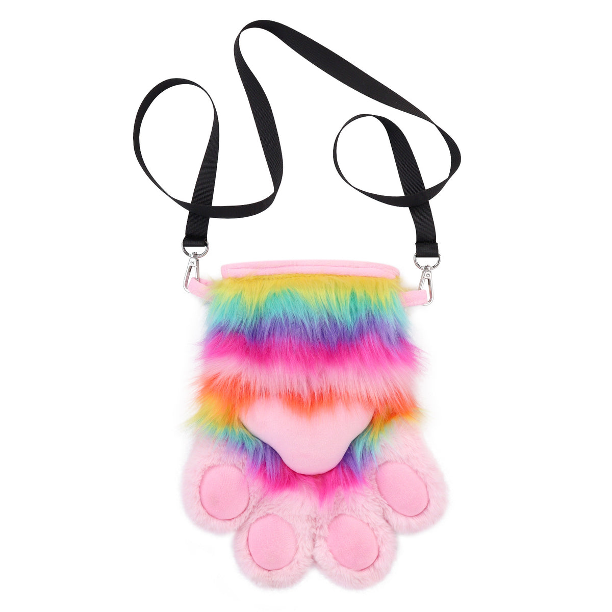 Plüsch-Umhängetasche Regenbogen Tierpfoten-Design