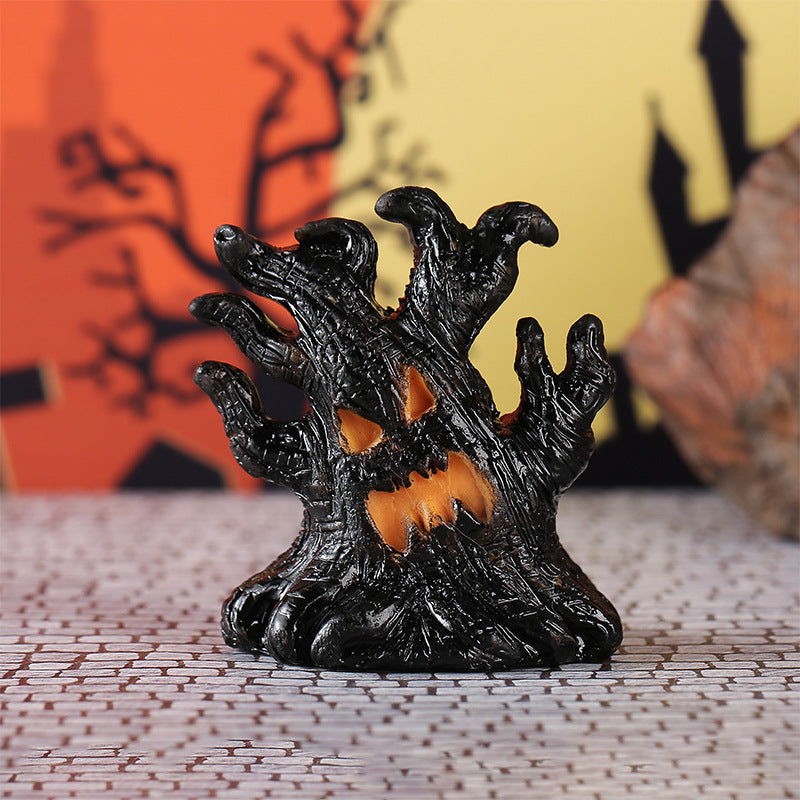 Halloween Decoration Resin Tree Spirit LED Light-Up Resin Ornament Creative Halloween Gift