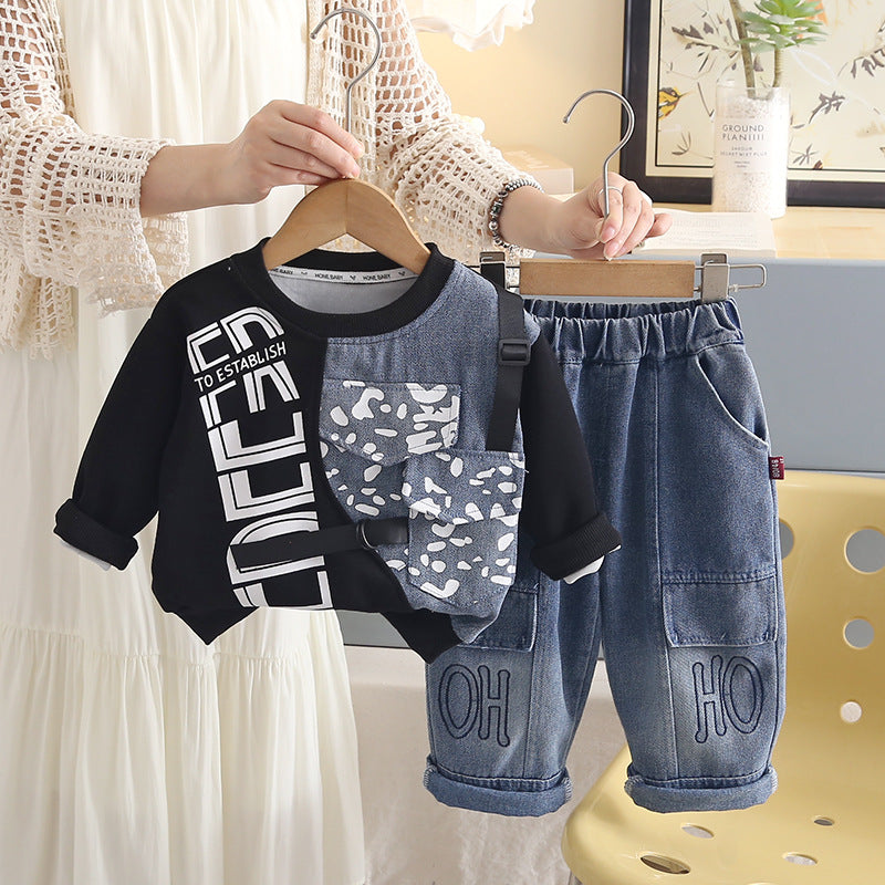 Sweatshirt long sleeved two-piece set for baby's spring and autumn casual wear