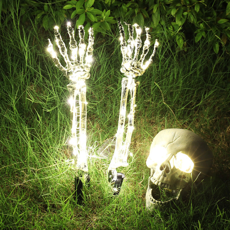 Halloween Decoration Plastic Skeleton Hand LED Glow Ghost Hand Prop Ground Stake Light-Up Decor
