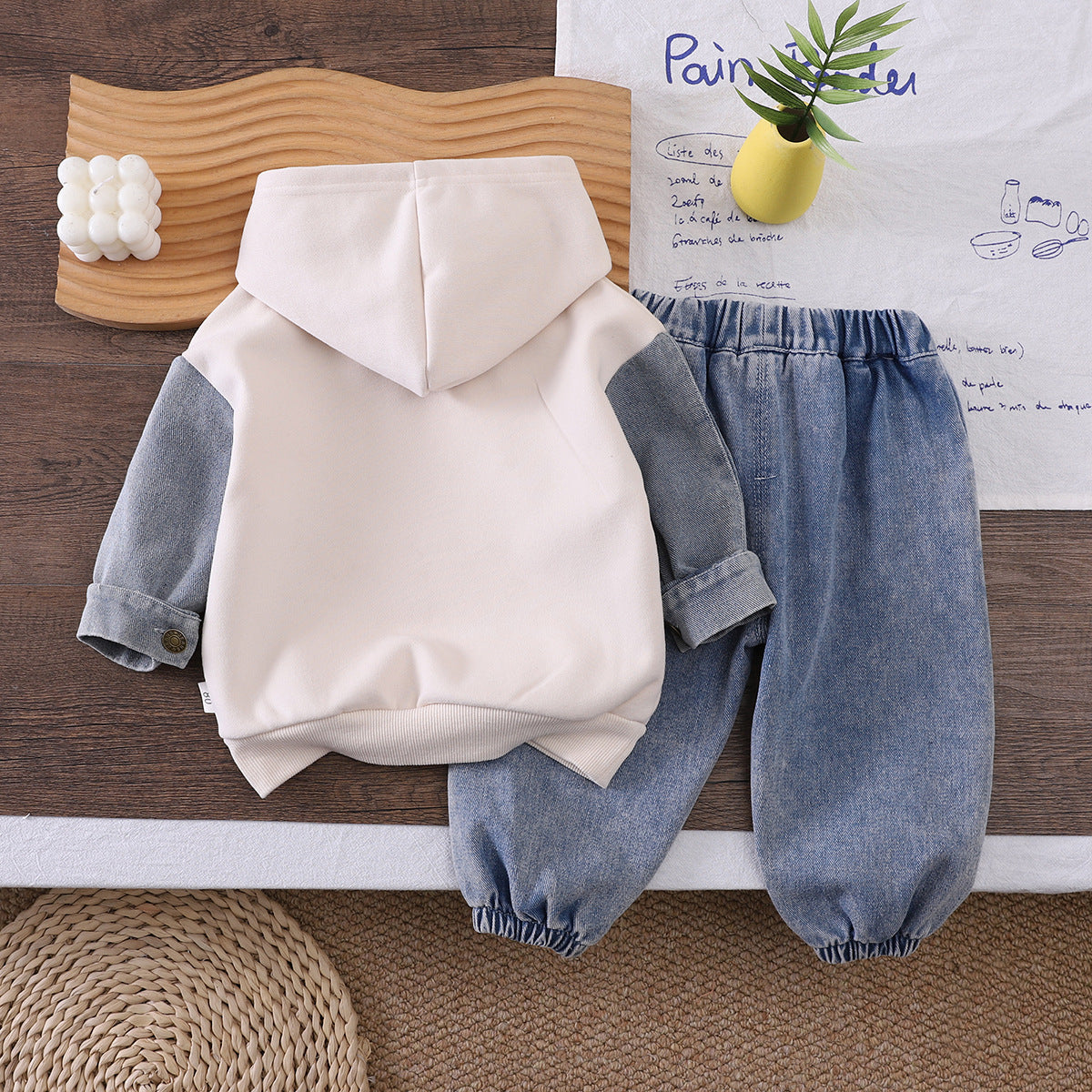 Hooded sweatshirt long sleeved two-piece set for children's autumn clothing