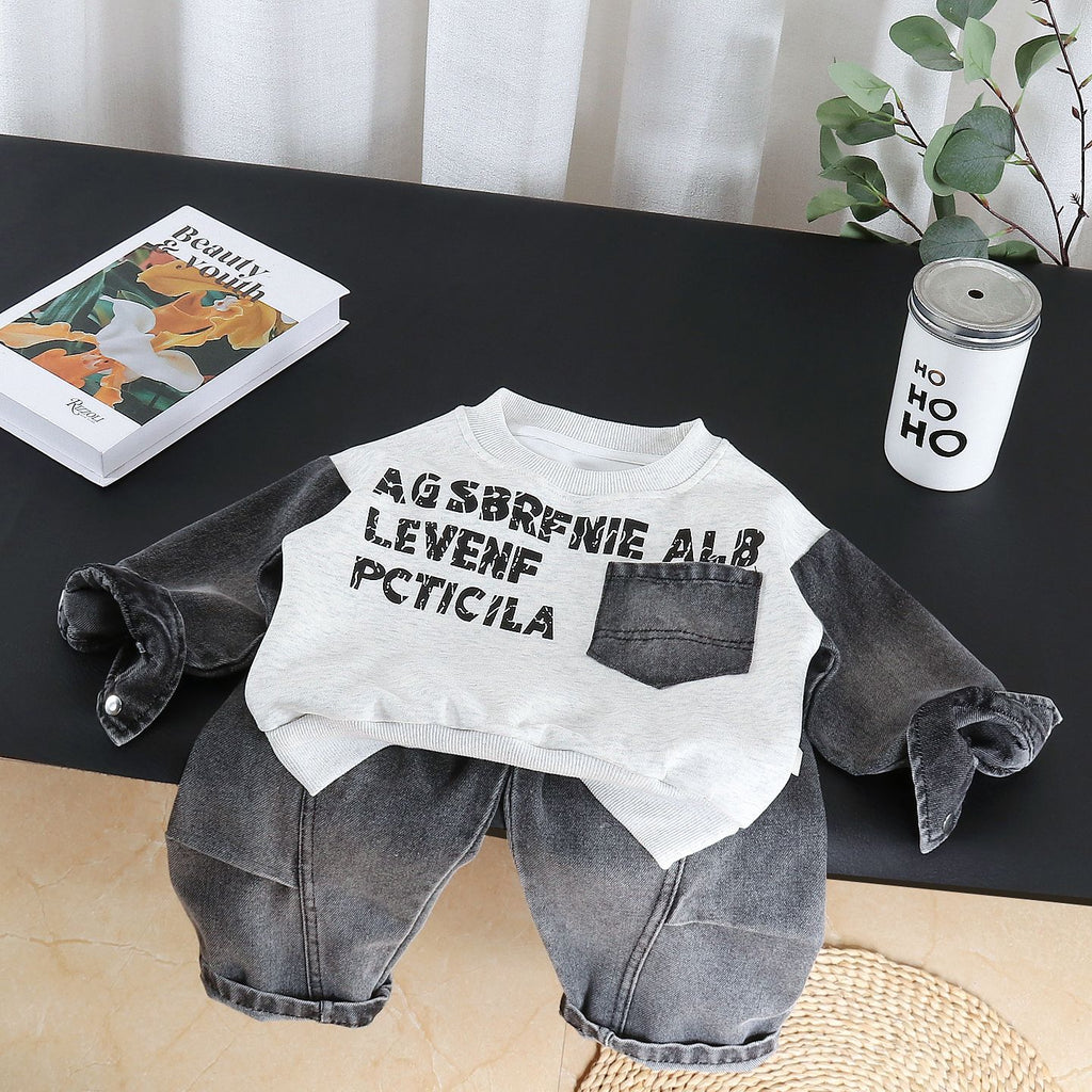 Baby boy autumn hoodie long sleeved two-piece set