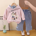 Baby girl hooded long sleeved two-piece set for infants and children
