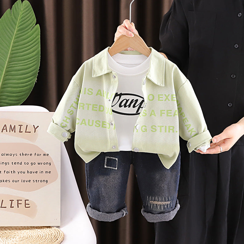 Spring and Autumn Baby Long Sleeve Three Piece Set