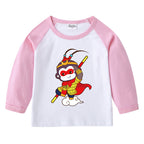 Round neck cartoon long sleeved top
