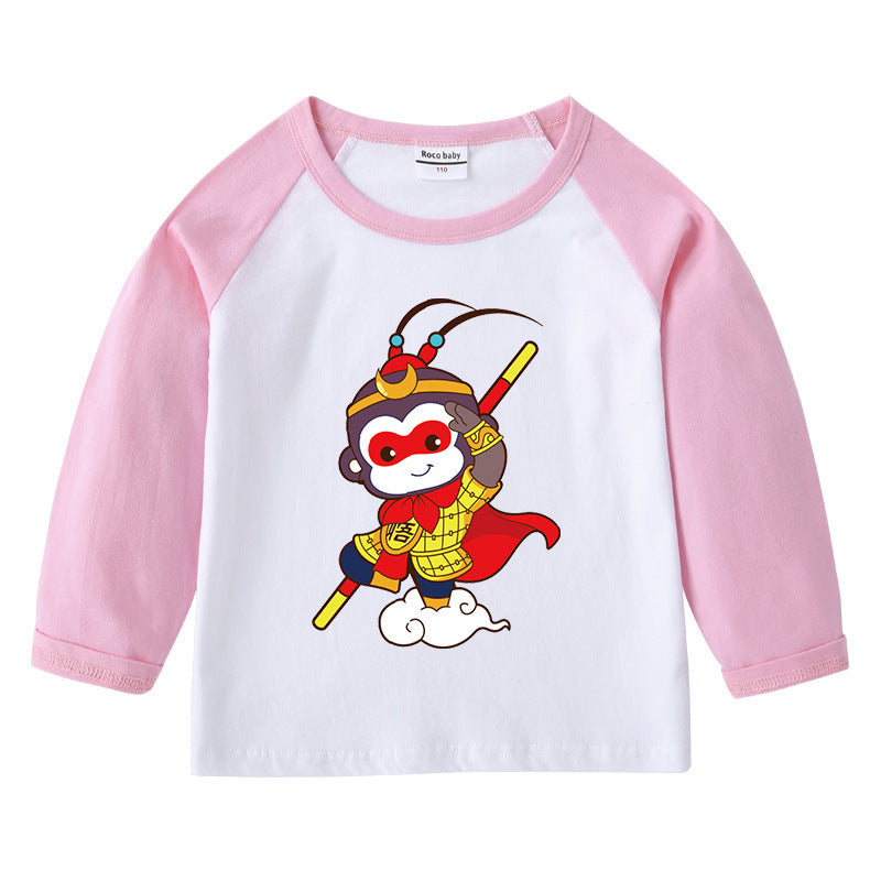 Round neck cartoon long sleeved top