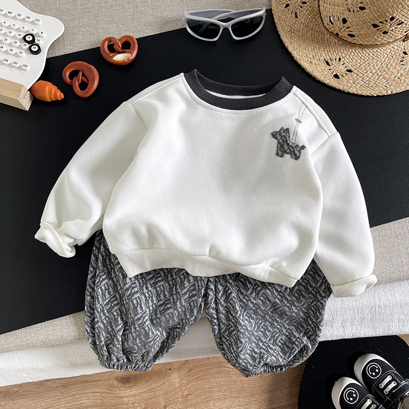 Two piece set of children's spring and autumn casual hoodie