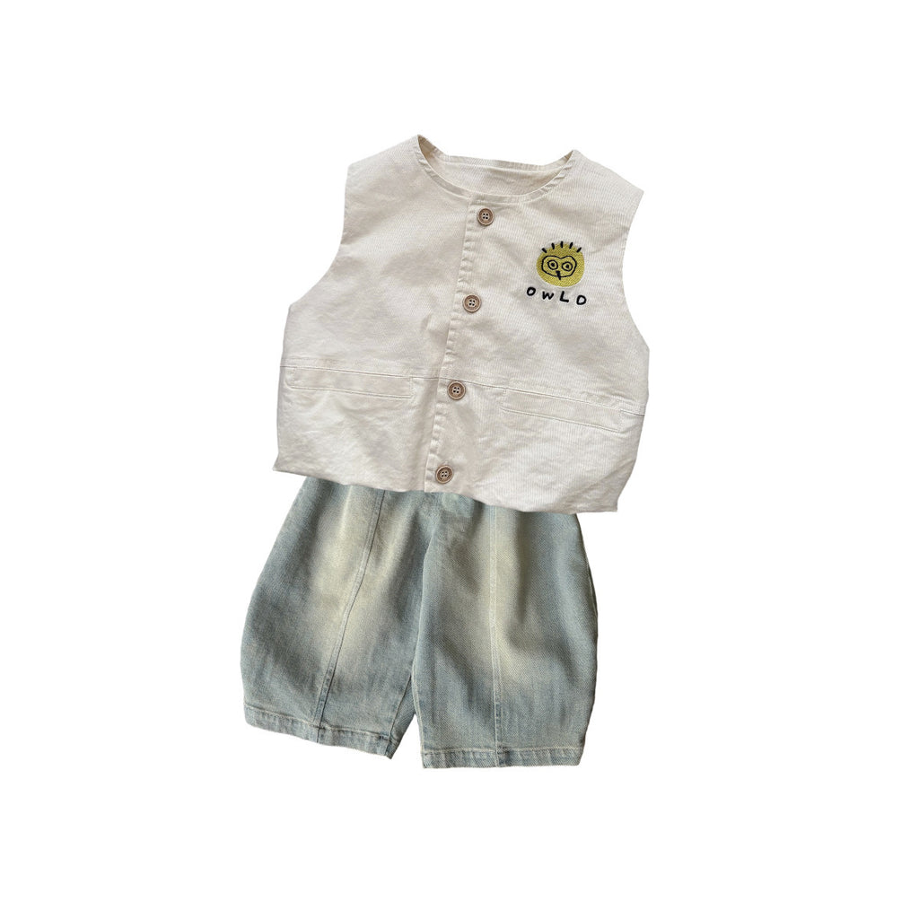 Outfit for Boys Baby Boy Vest Top and Pants Three-piece Set for Toddlers