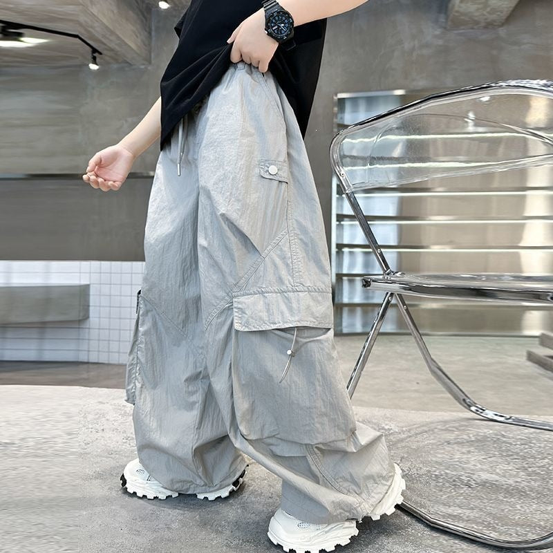 Boy's Casual Cargo Pants, StylishLoose Street Dance Children's Breathable Long Pants Trendy